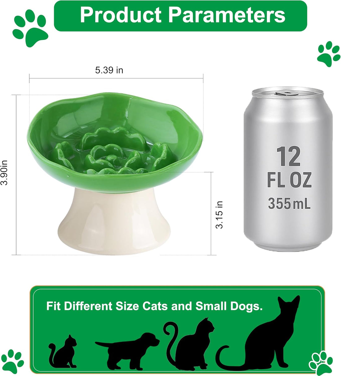Ceramic Slow Feeder Bowl for Cats and Small Dogs