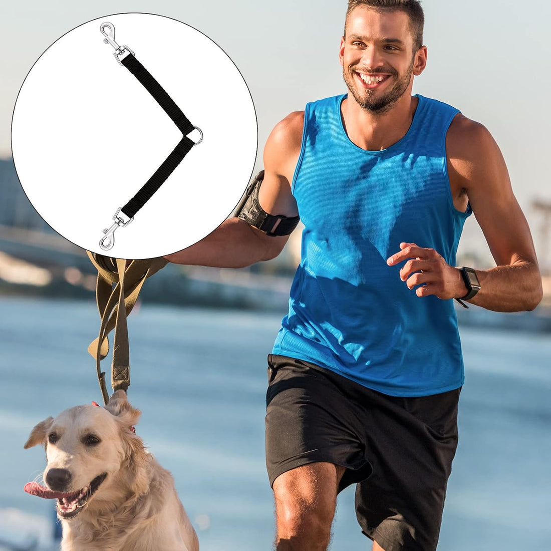 Reginary 4 Pcs No Tangle Dog Leash Couplers Black Double Clip Leash