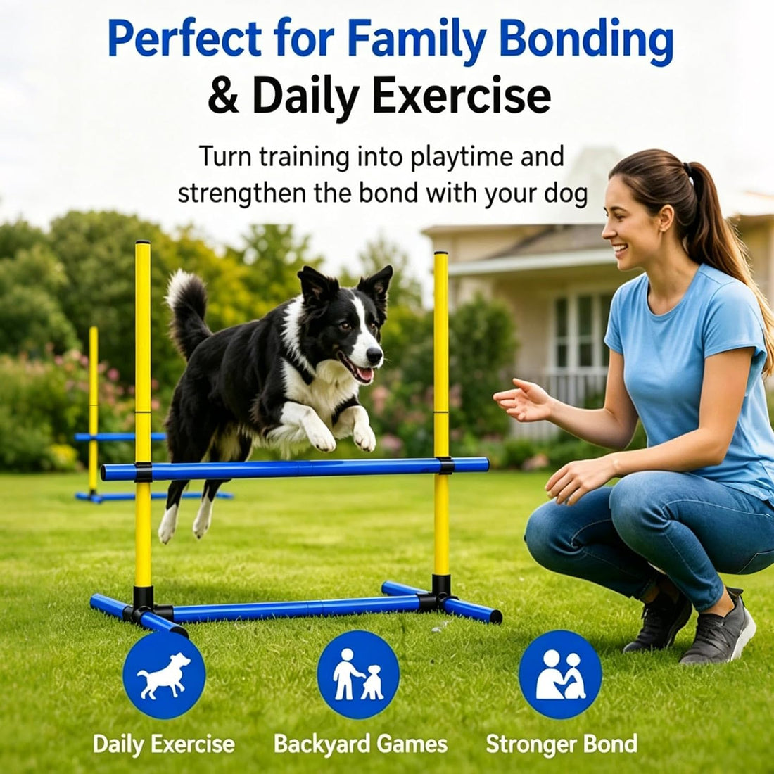 Dog Agility Hurdle, 4 Jump Bar Sets Indoor Outdoor Backyard Train