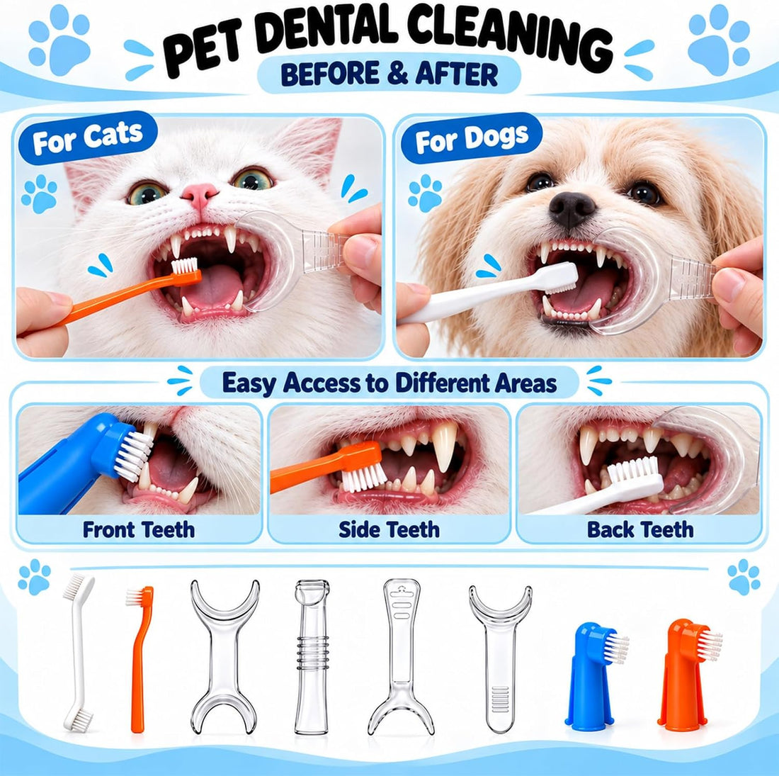 8-Piece Pet Teeth Cleaning Kit, Dog Tooth Brushing Kit