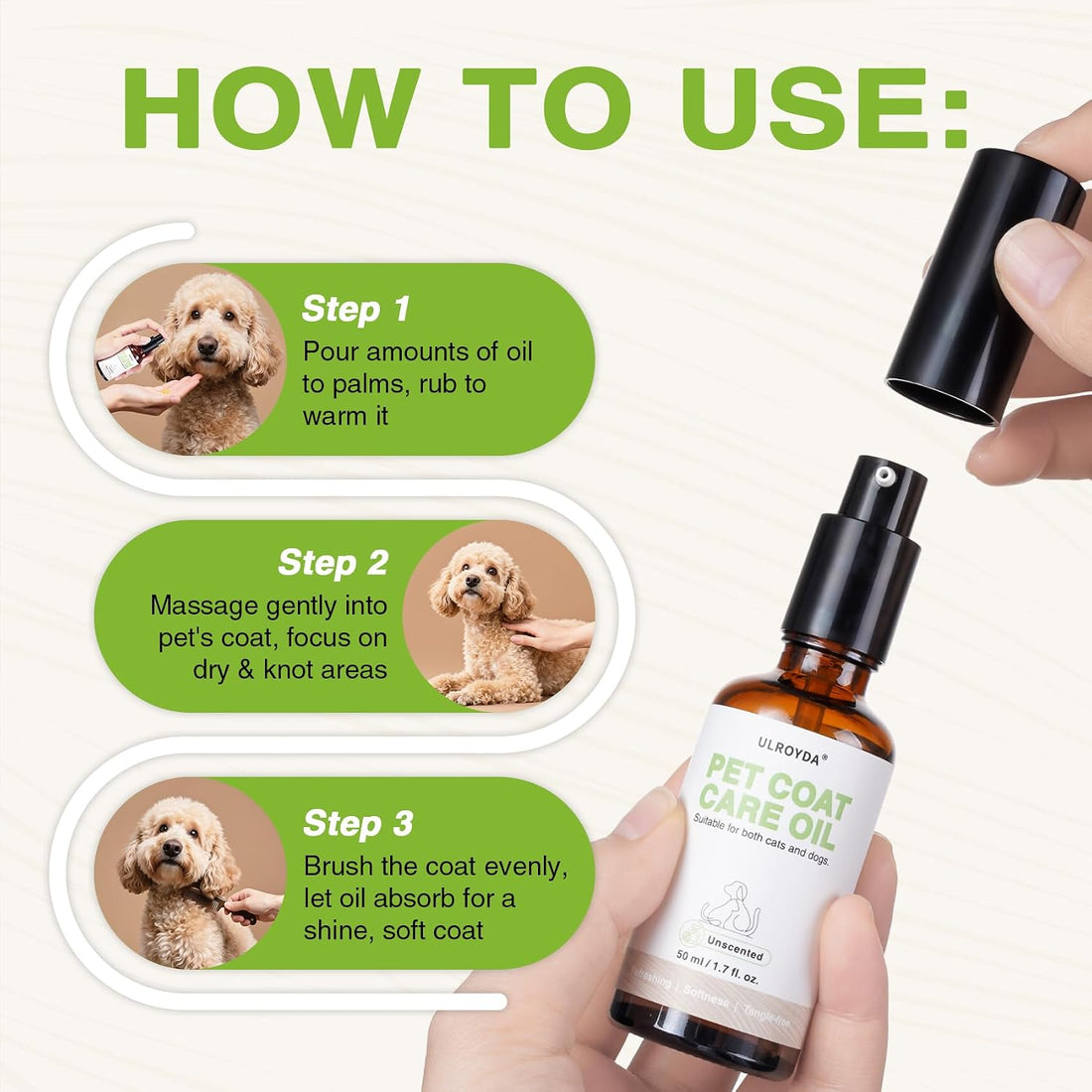 Unscented Pet Fur Care Oil - Gentle Leave-in Conditioner