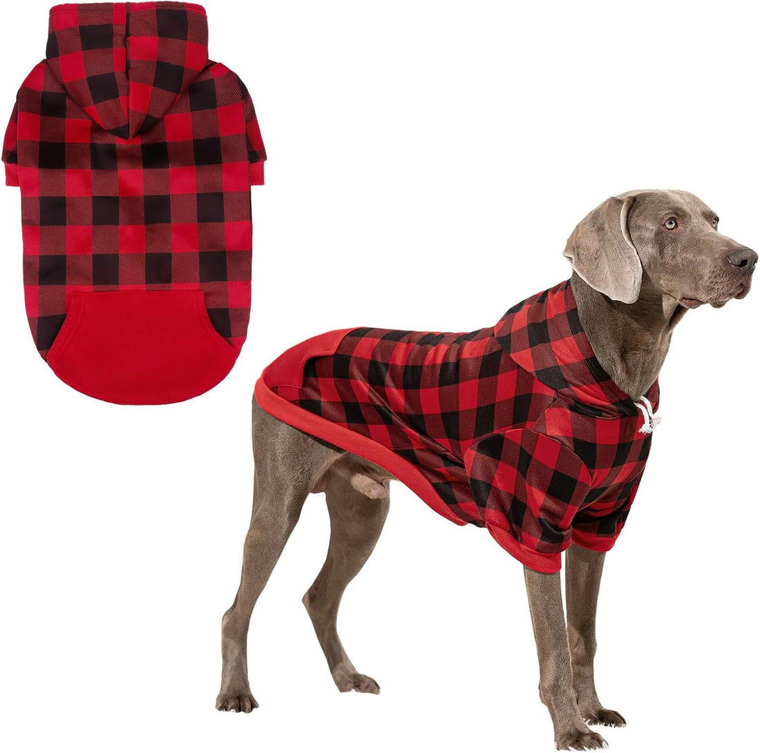 KOOLTAIL Plaid Dog Hoodie Pet Clothes Sweater with Hat and Pocket