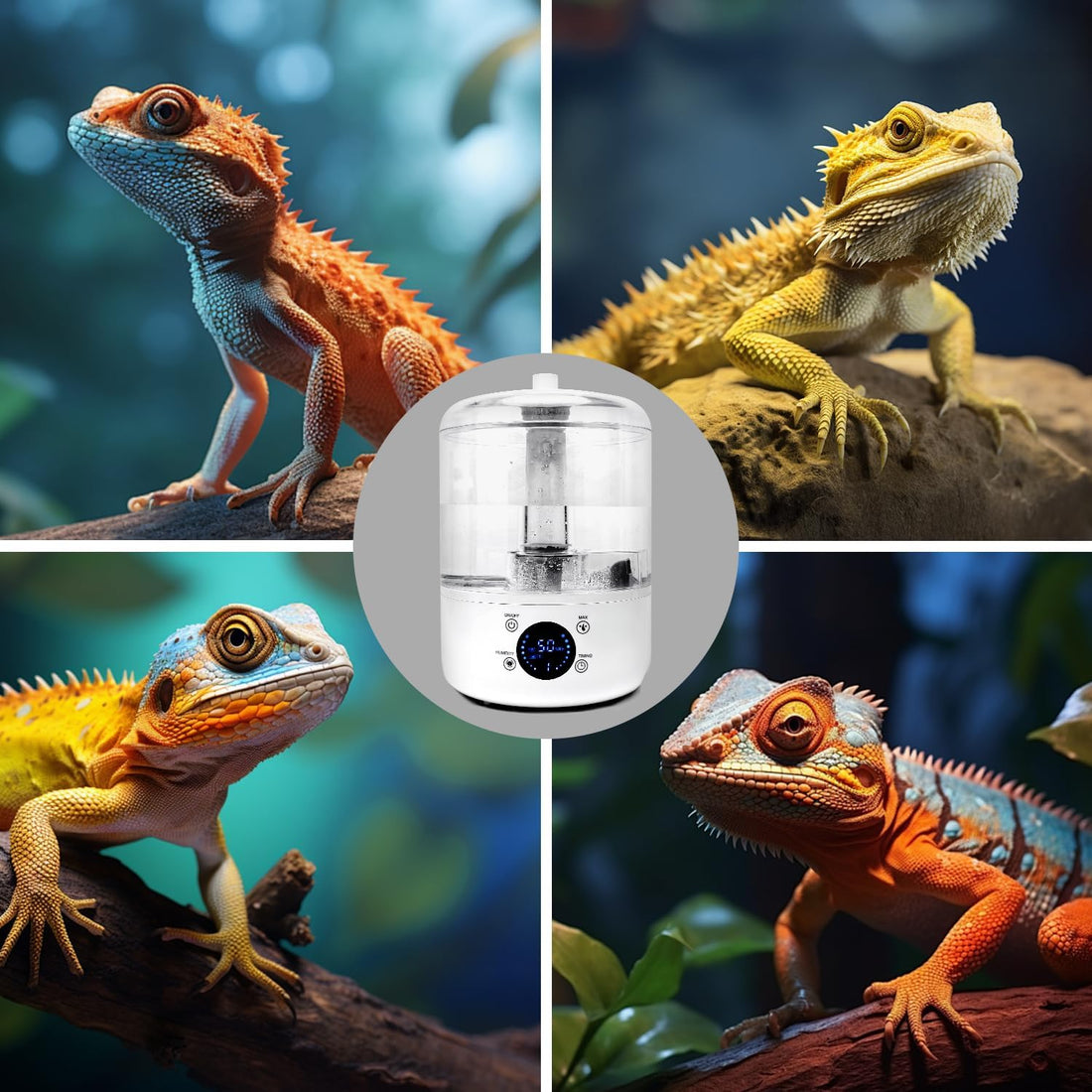 4L Reptile Humidifier Fogger, Humidity Sensor, Timer, 3 Mist Levels