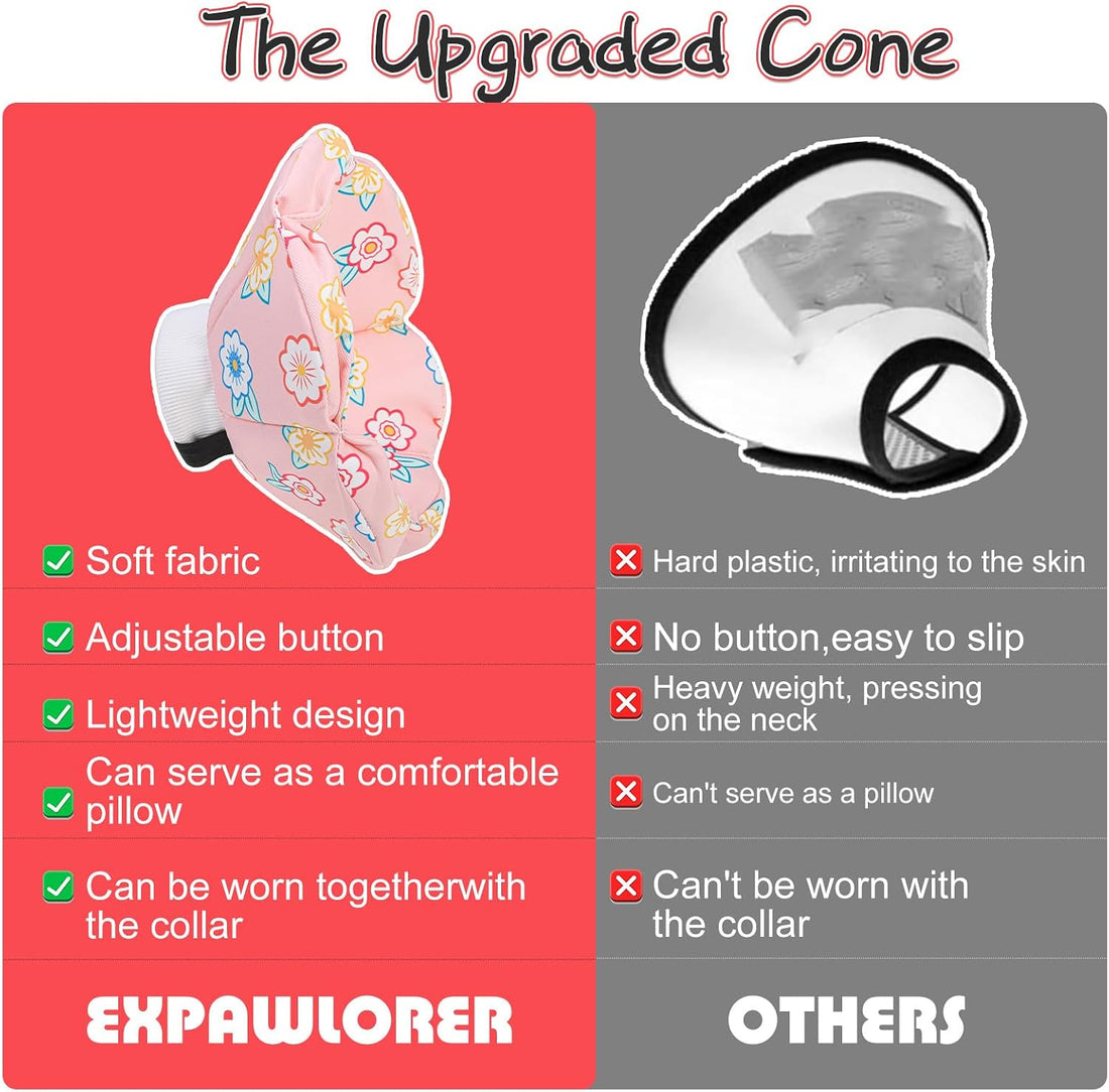 EXPAWLORER Cat Cone Collar Soft,Adjustable Waterproof Flower Style