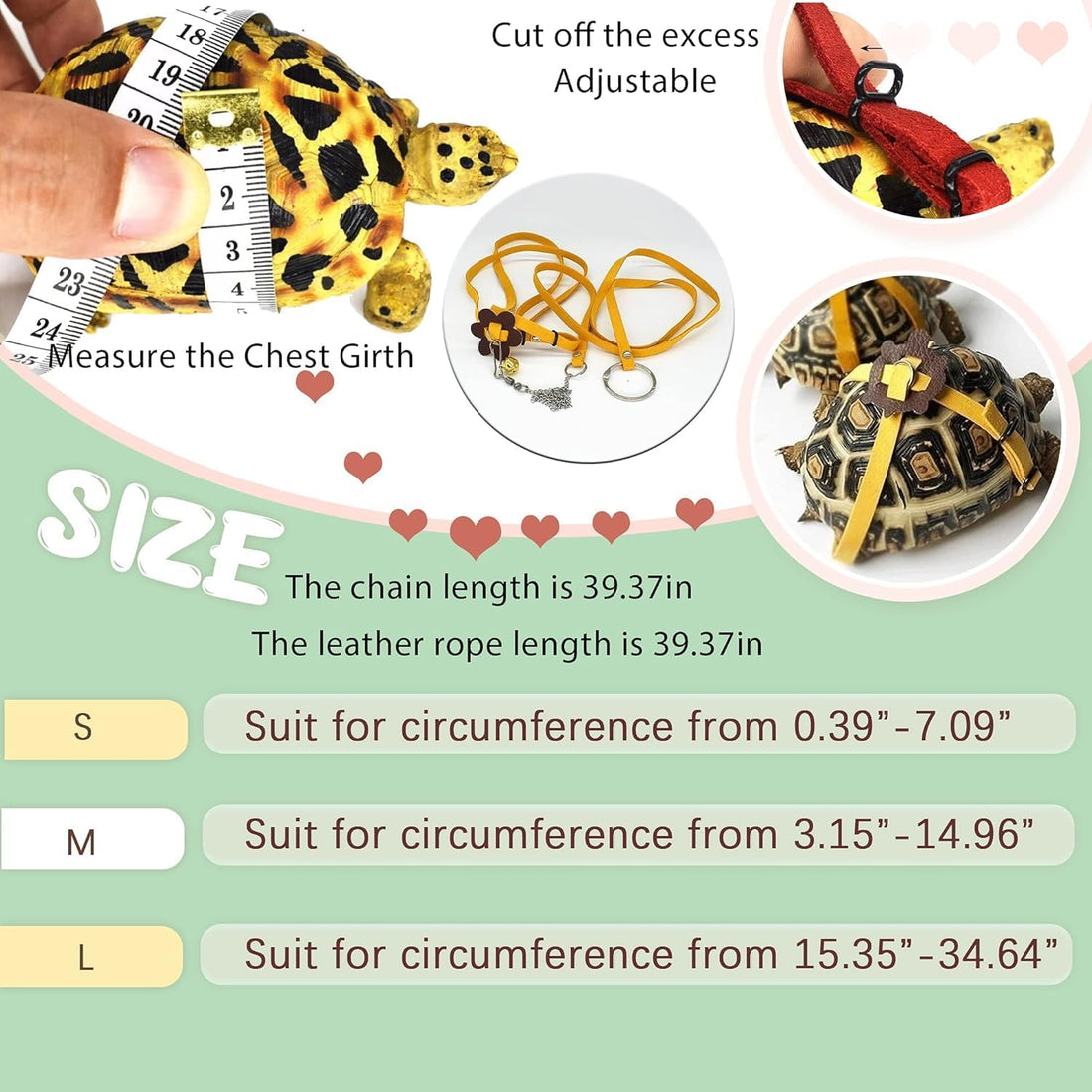 Adjustable Harness & Leash Set Strap for Turtles Small Pet Leash