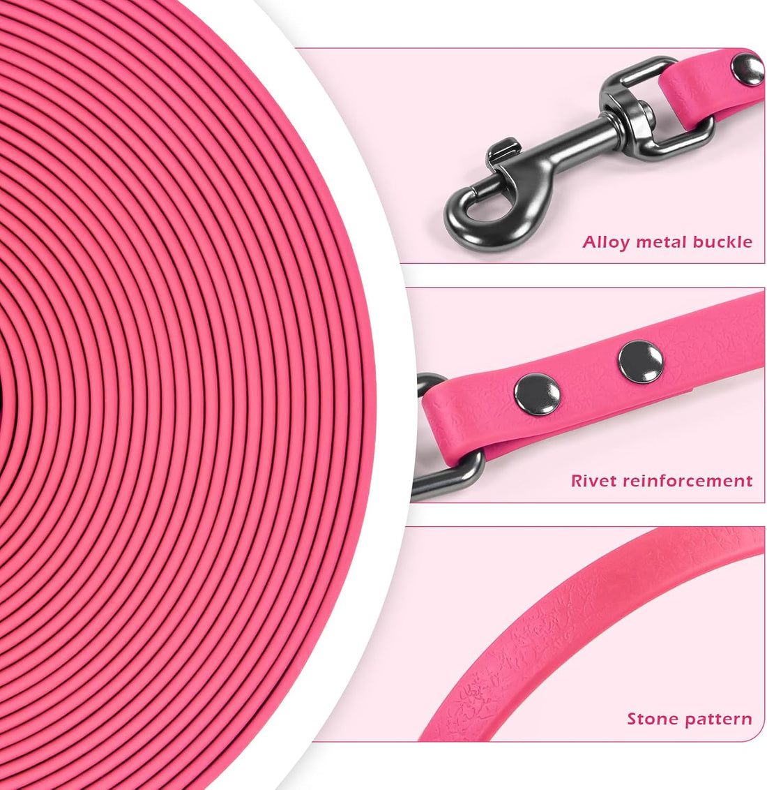 WOLFONE Waterproof PVC Dog Leash Long Training Lead 17FT Heavy Duty