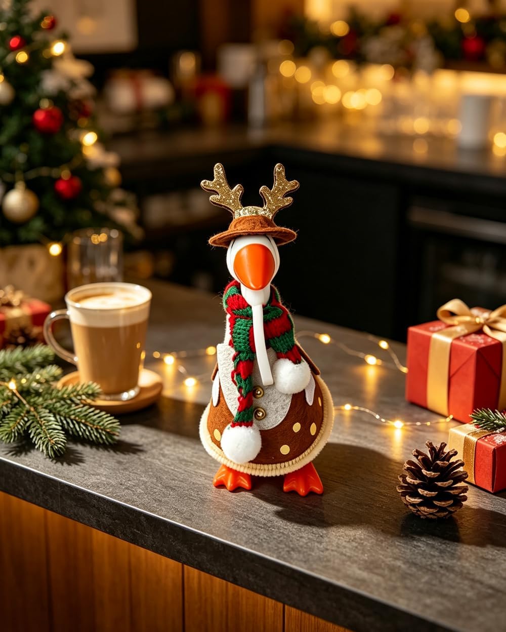 Christmas Desk Goose Outfits 7 Inch Desktop Geese Statue Clothes