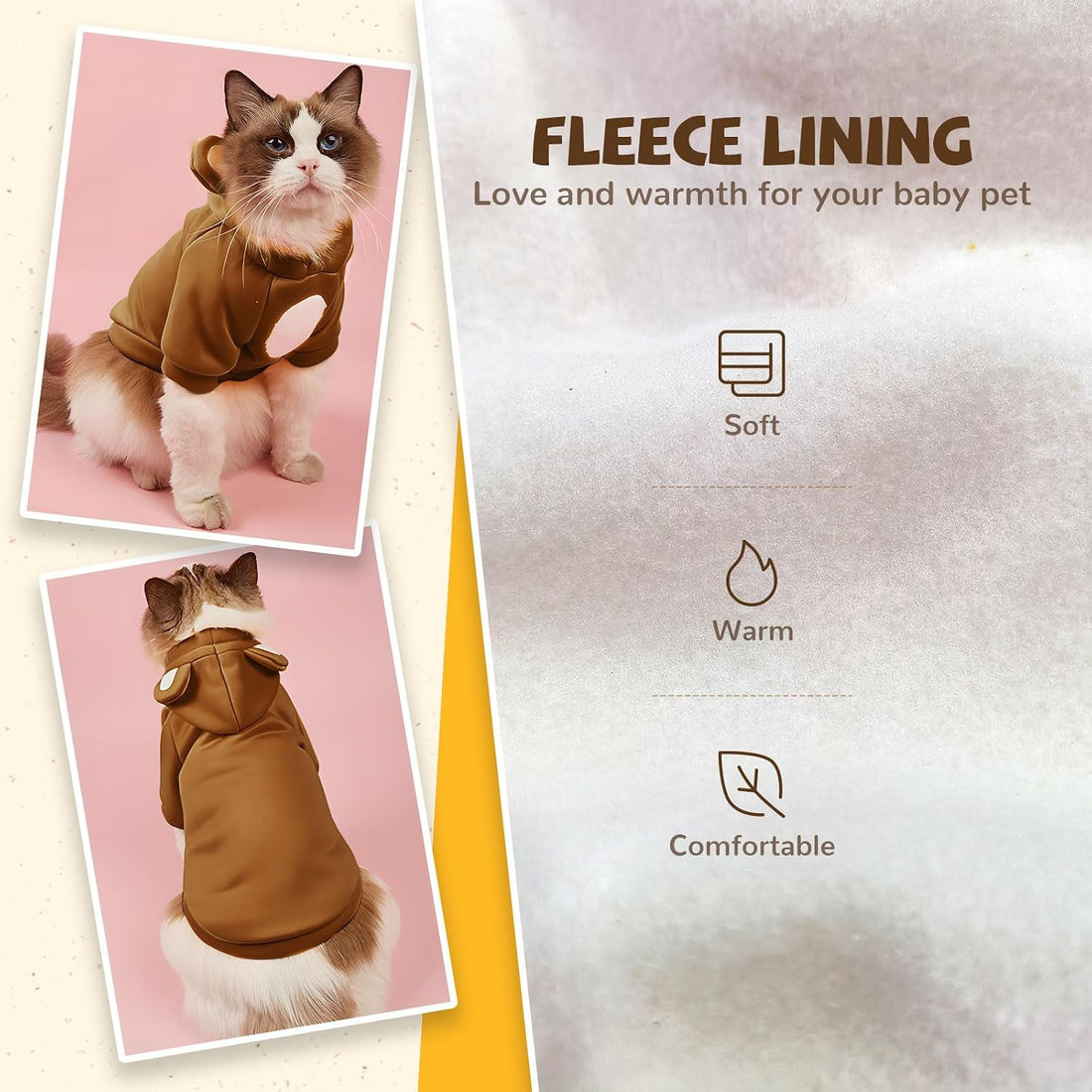 HRTTSY Small Dog Hoodie Soft Warm Fleece Fall Winter Dog Clothes Cute