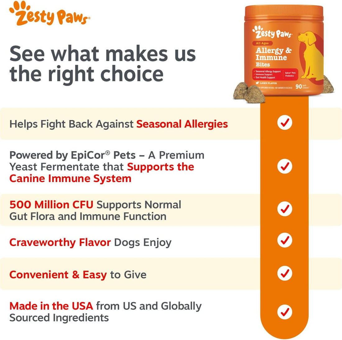 Zesty Paws Allergy Immune Bites - Dog Allergy Chews