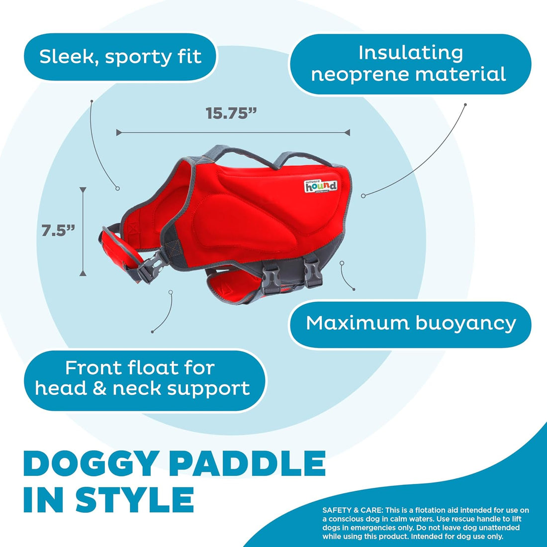 Outward Hound Dawson Swim Dog Life Jacket, Life Vest, Red, Large