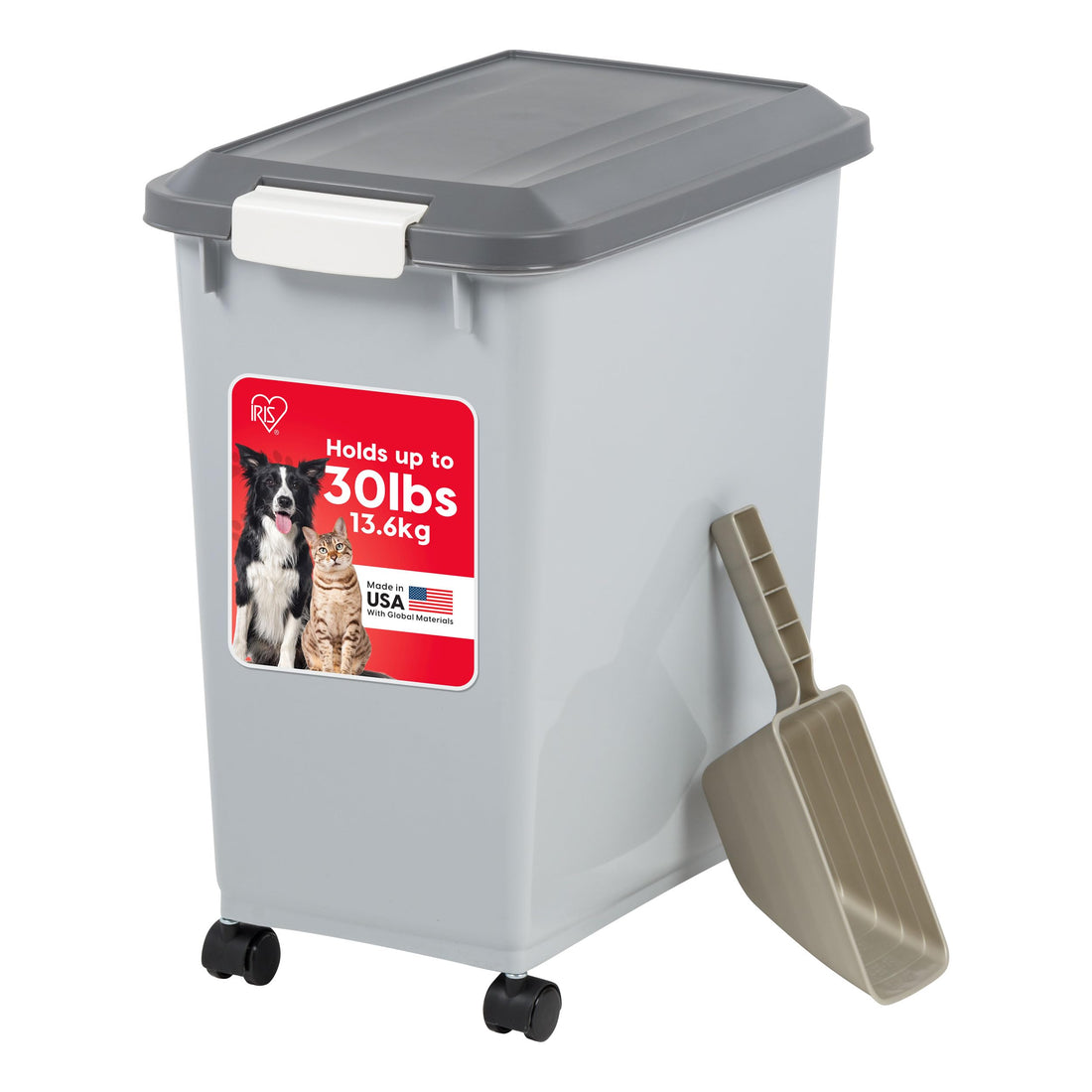 IRIS USA Dog Food Storage Container with Wheels, Airtight Lid