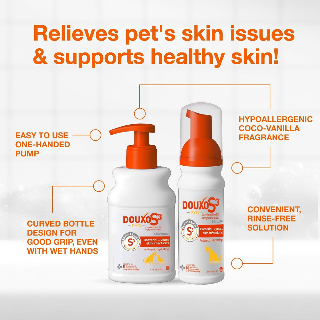 Douxo S3 PYO Chlorhexidine Shampoo & Mousse for Dogs