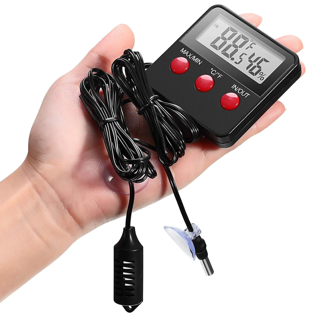 Weewooday 4 Pcs Digital Reptile Thermometer Hygrometer Gauge