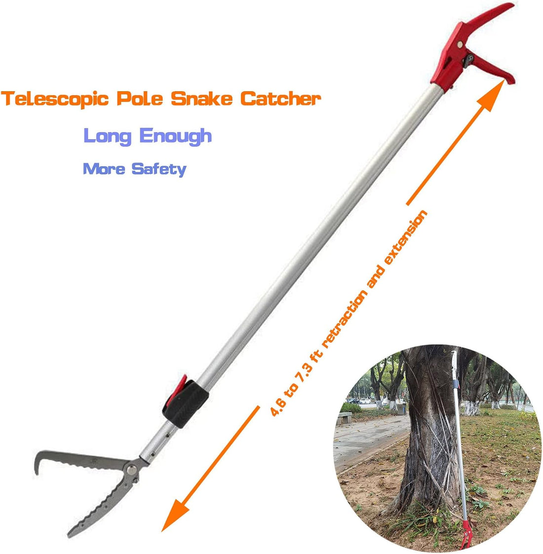 7.3ft Snake Catcher Tongs Grabber Professional Traps Stick Heavy Duty