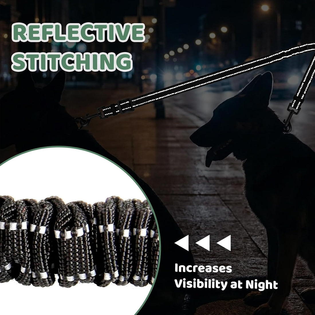 Double Dog Leash for 2 Dogs - No Tangle 360°Swivel Splitter