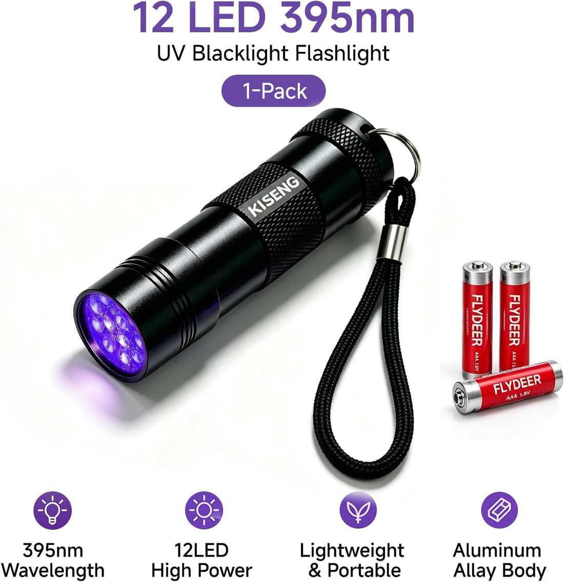 UV Light Blacklight Flashlight:12 LED Black Light Finds Hidden Pet