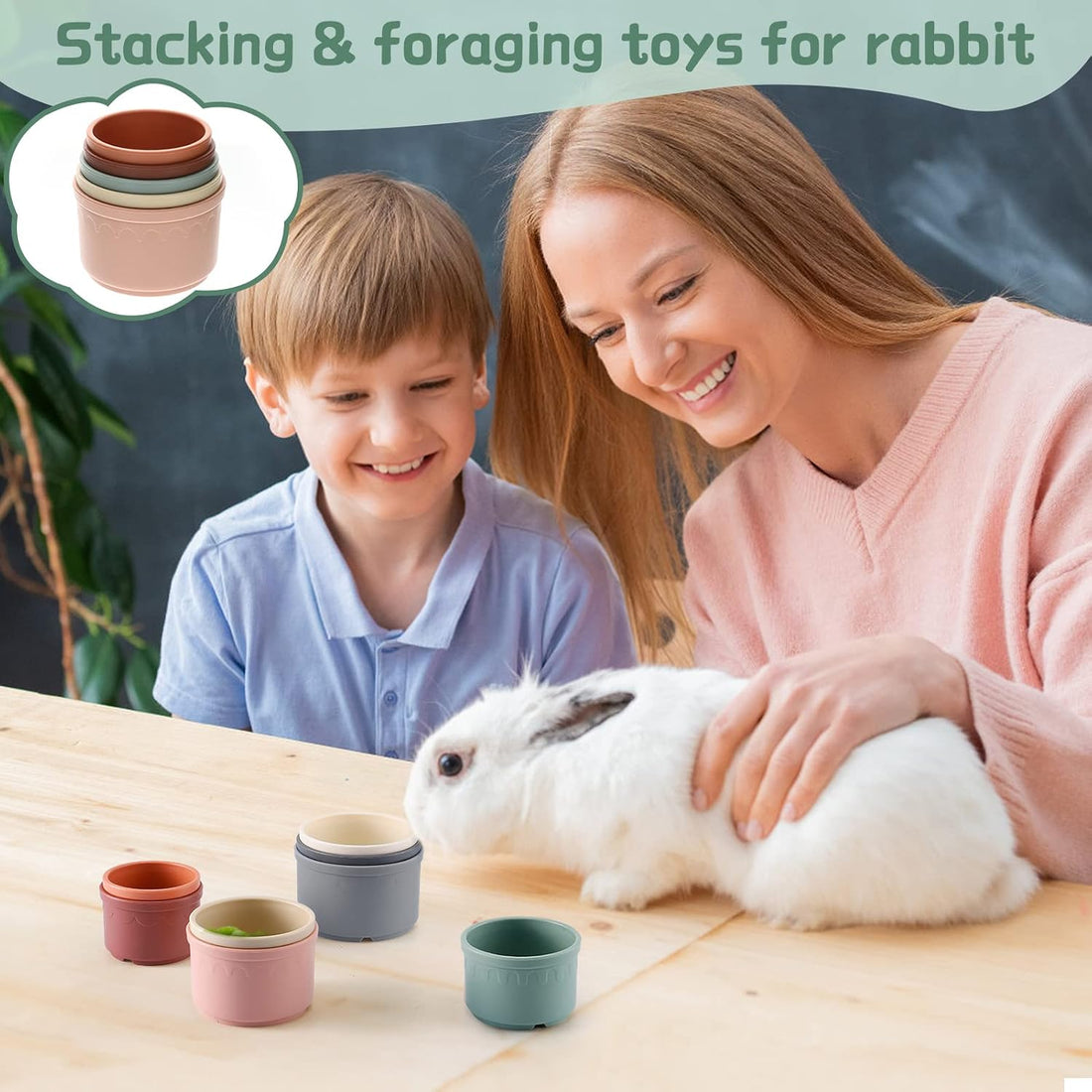 8 Pcs Stacking Cups for Bunny