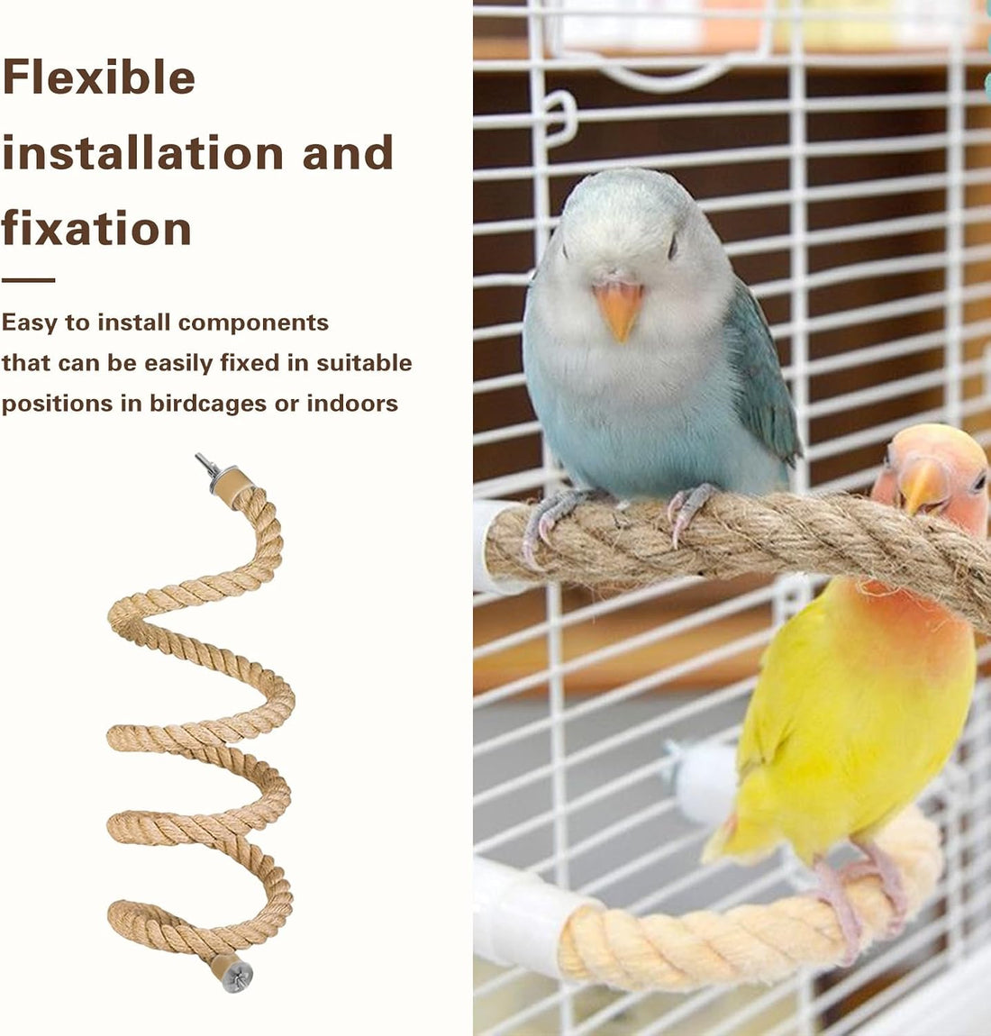 3pcs Bird Rope Perch for Parrots,Bird Cage Climbing Rope Toys