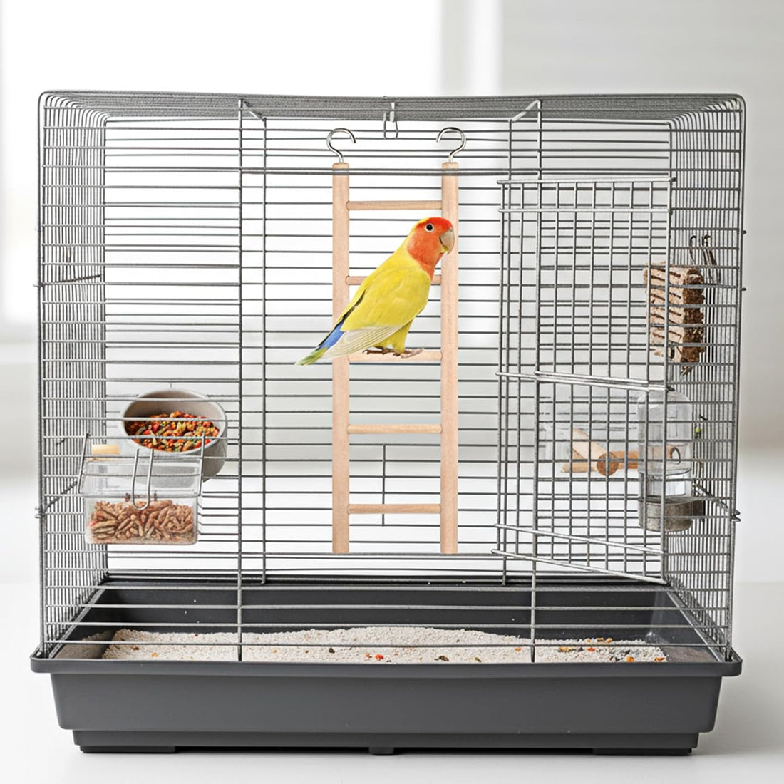 Bird Ladder for Cage, 3 PCS Bird Cage Ladder Wooden Hanging Parrot