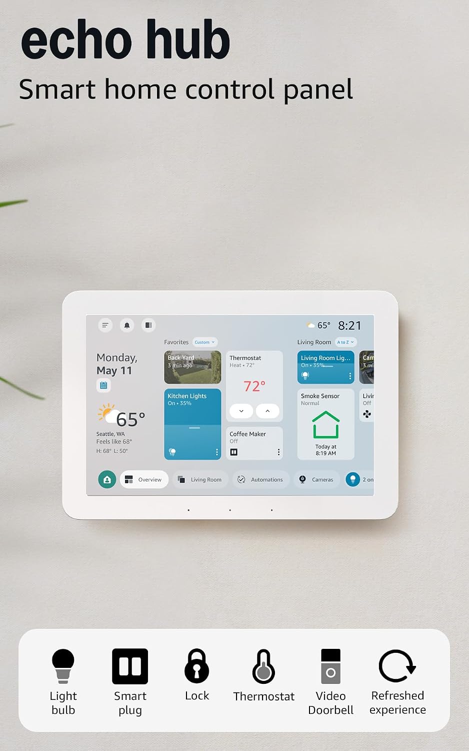 Echo Hub, 8", Redesigned with customizable control and Alexa+