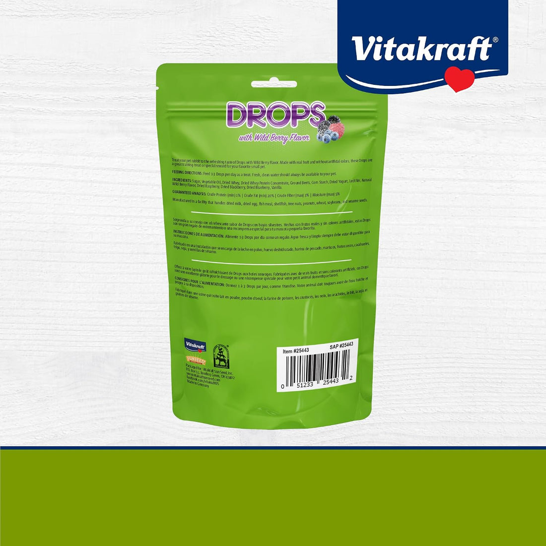 Vitakraft Drops Rabbit Treat with Wildberry Flavor 5.3 oz.