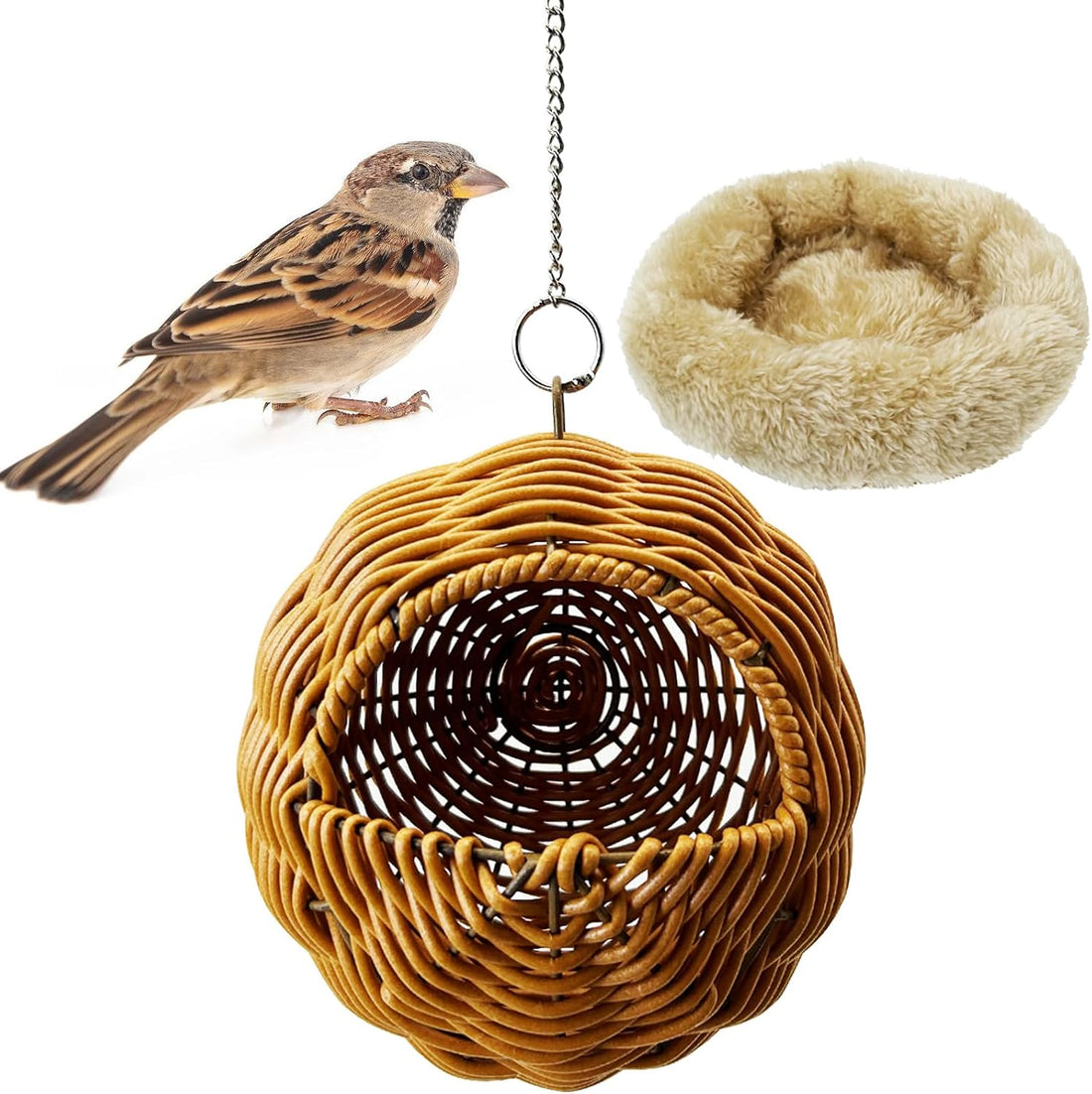 Birds Nest for Cage Rattan Hanging Parakeet House Chewproof