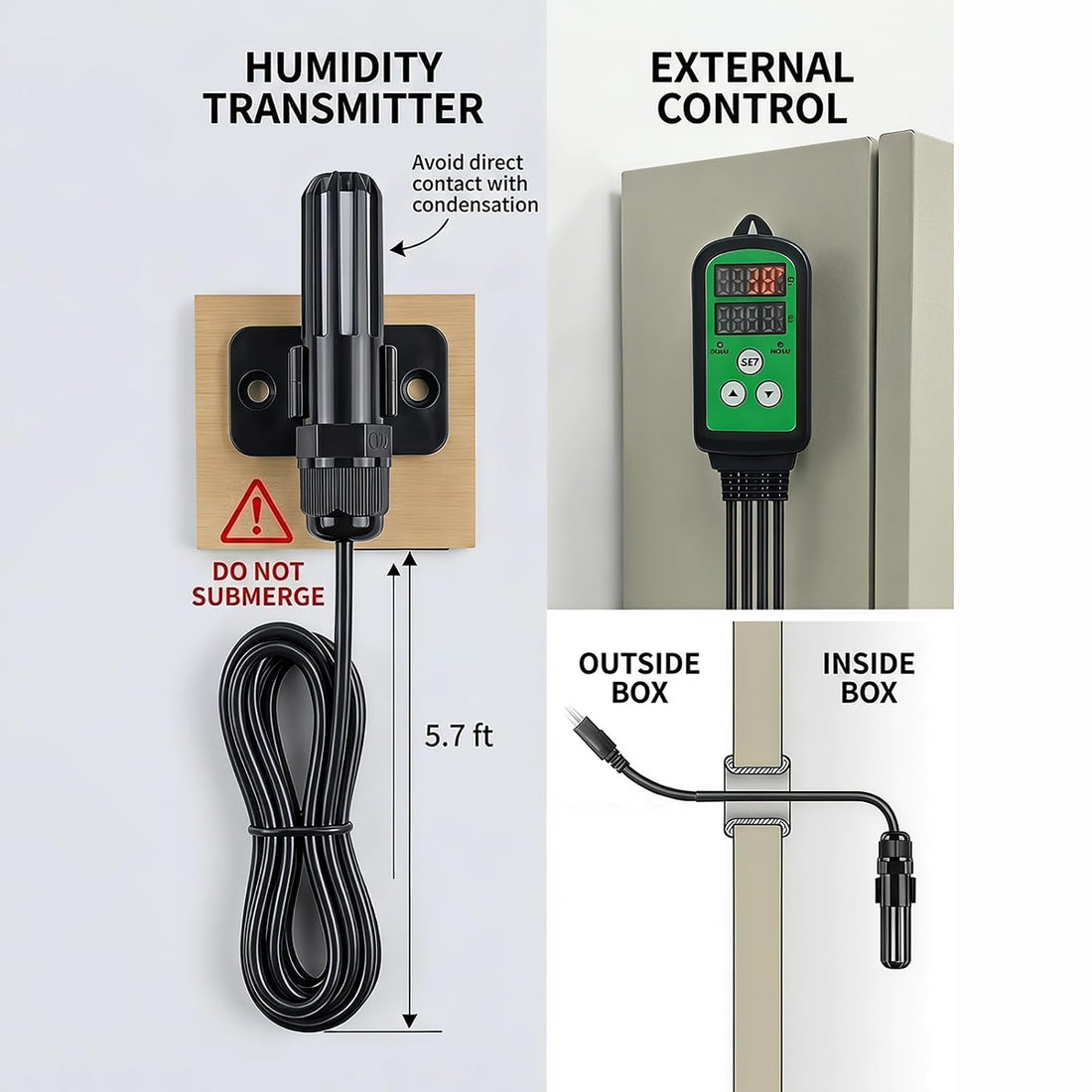 Humidity Controller, Dual Outlet Humidistat, 5-99% RH, Reptile