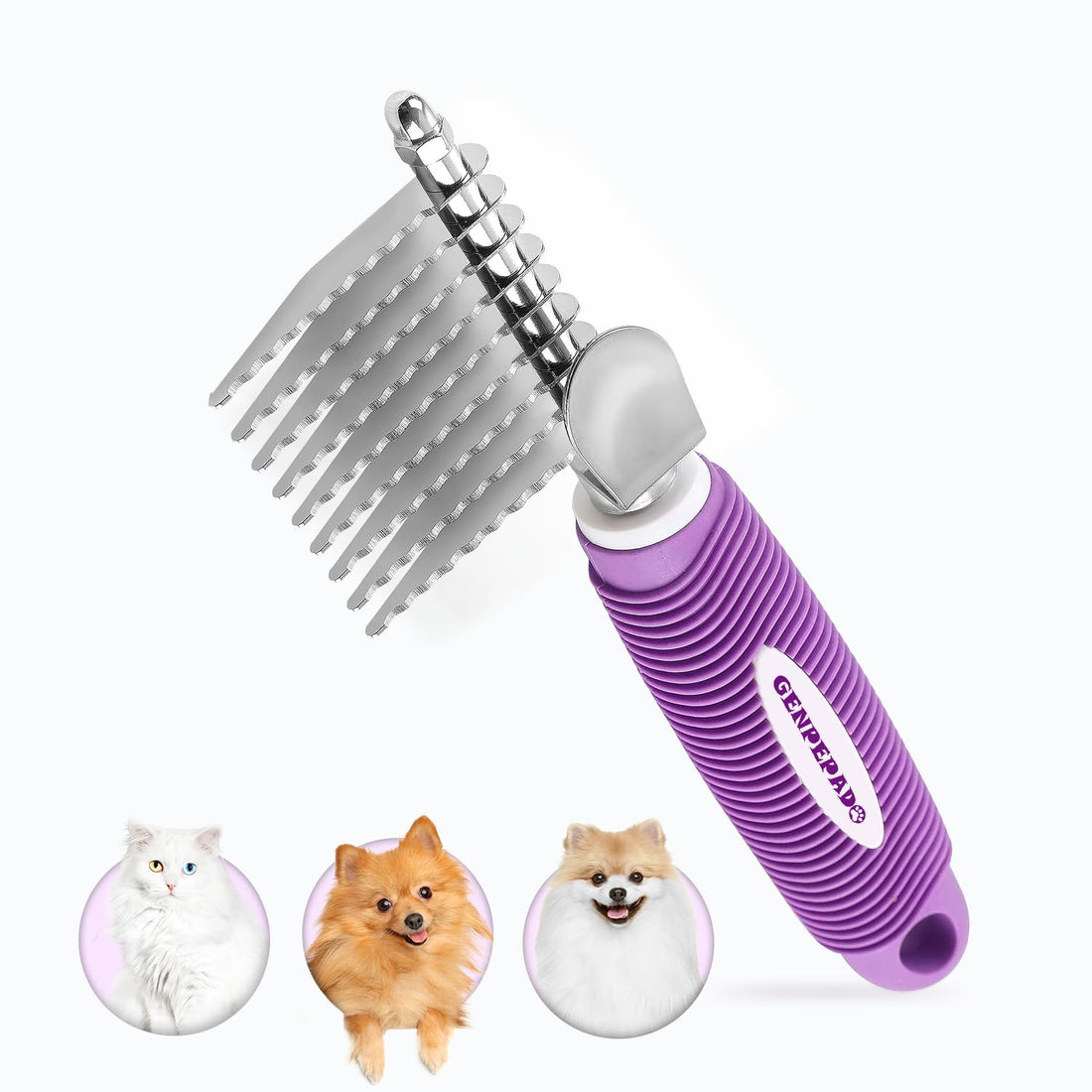 GENPEPADO Dematting Undercoat Rake Comb for Dogs & Cats with Long