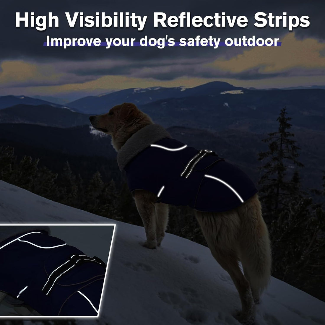 Lelepet Warm Dog Coat Waterproof Dog Jacket for Large Dogs Reflective