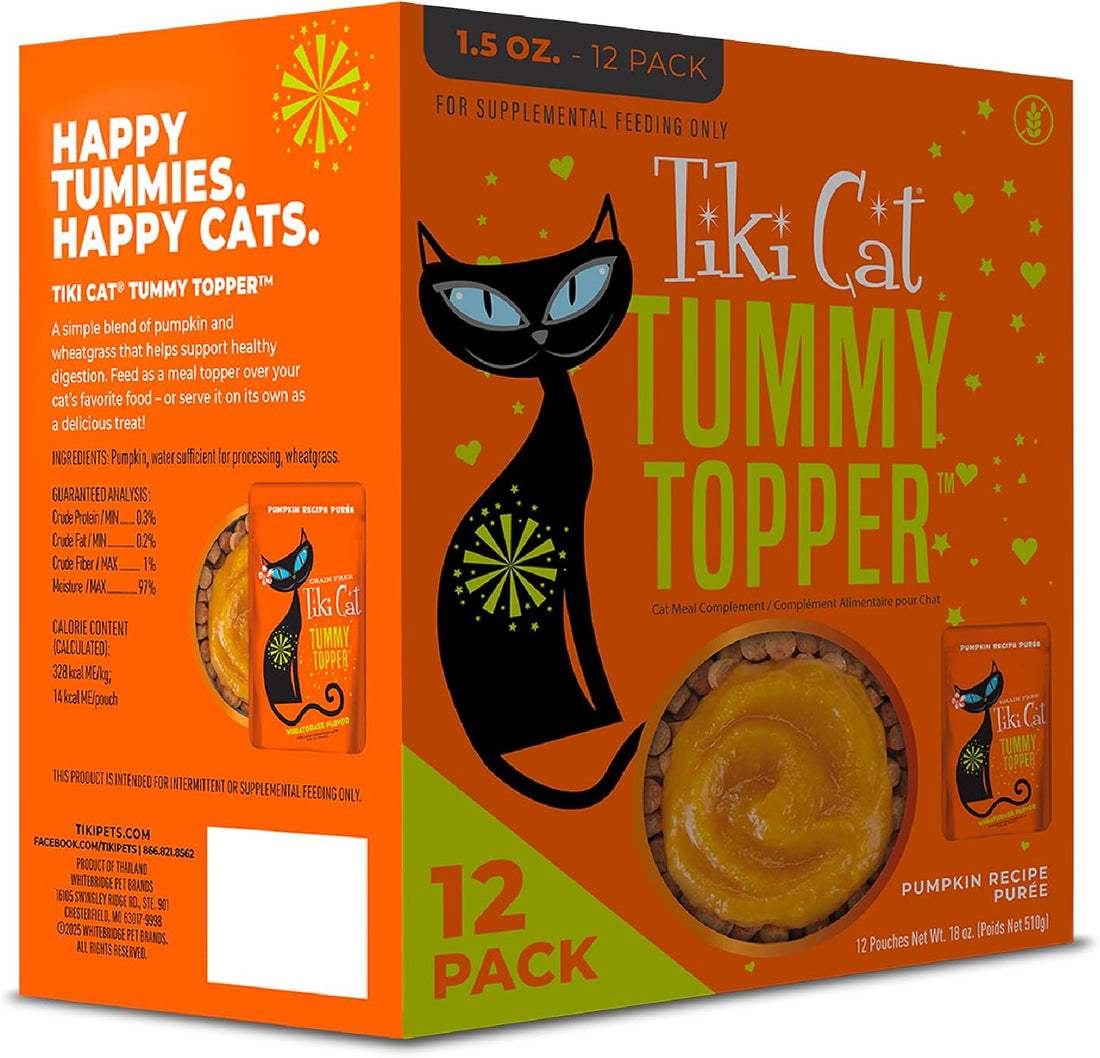 Tiki Cat Tummy Topper Cat Food Topper, Pumpkin Purée, 1.5oz, 12ct