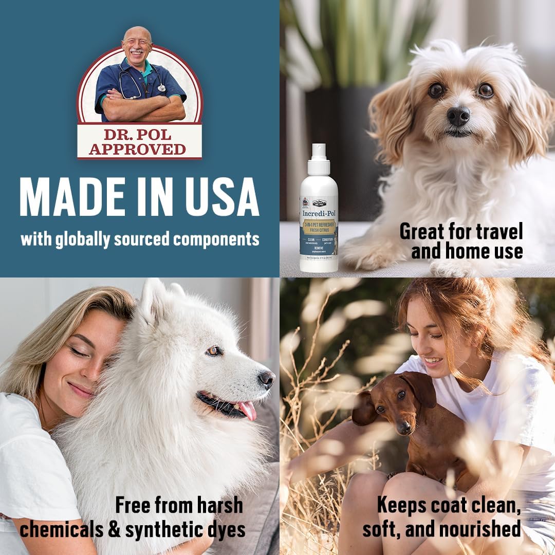 Dr. Pol 3-in-1 Waterless Pet Spray Odor Eliminator, Dog, Cat, Fresh
