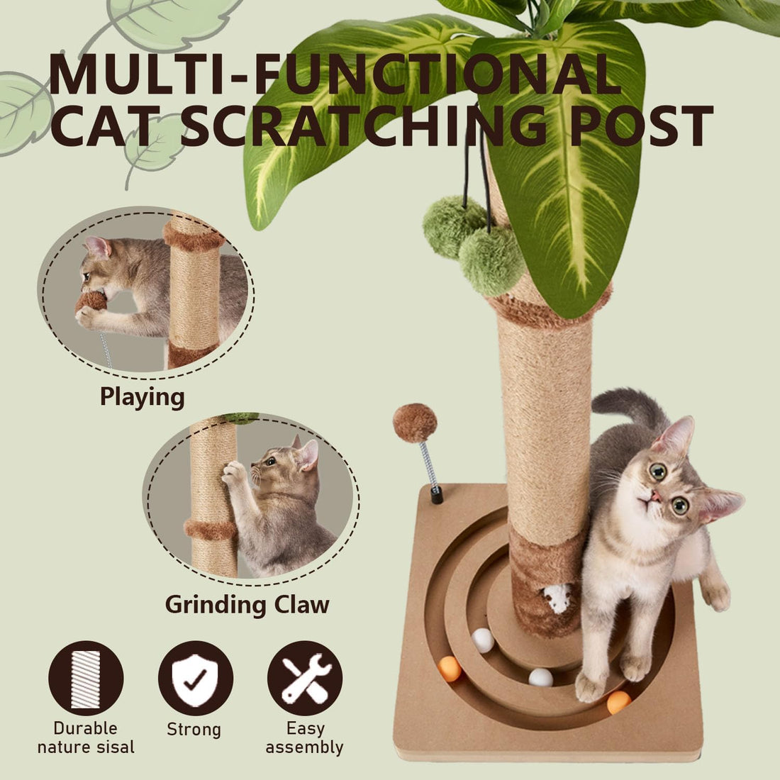 MECOOL 35in Tall Cat Scratching Post Sturdy and Premium Scratch Posts