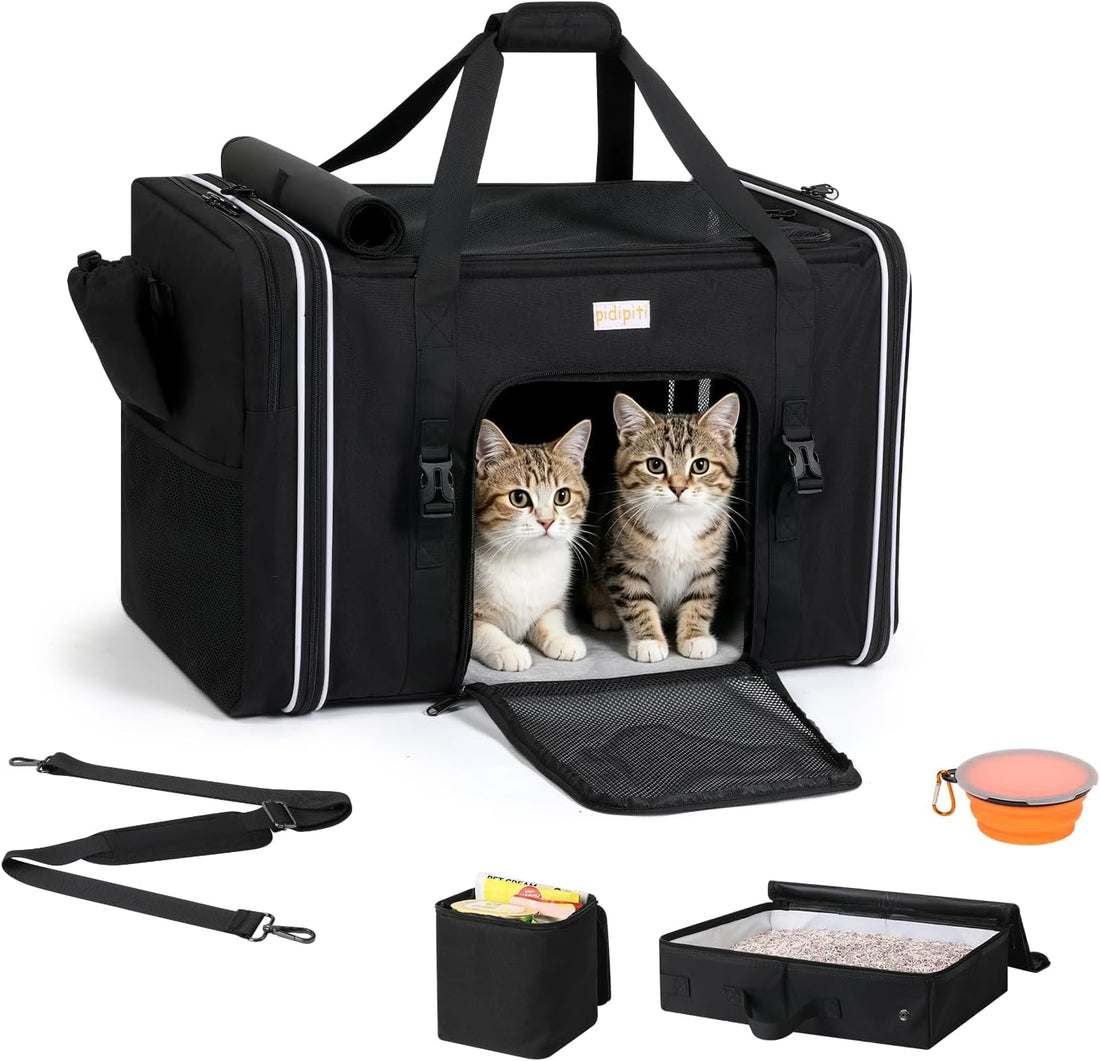 pidipiti 25x17x17 Extra Large Expandable car cat Carrier with