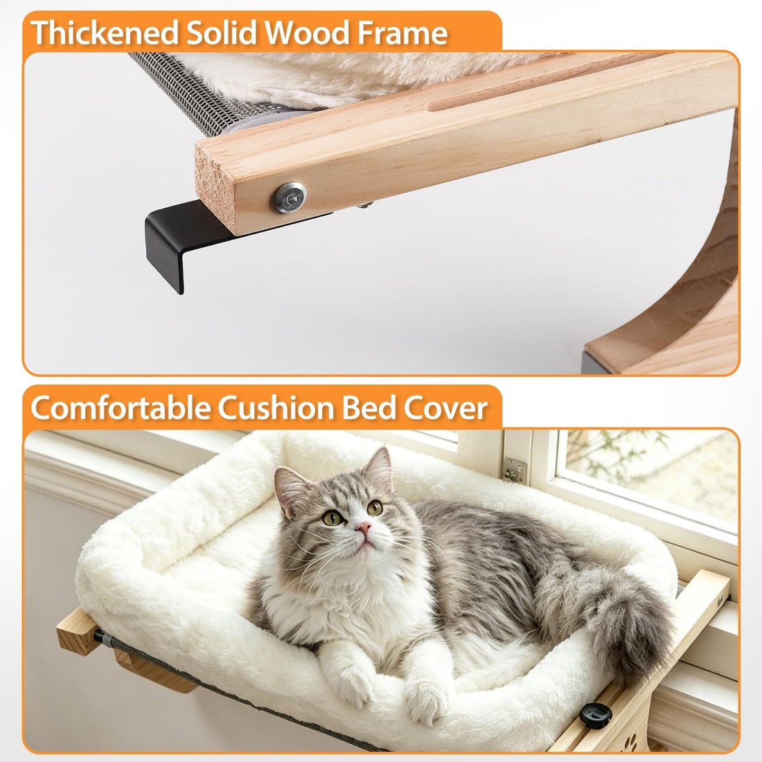 AMOSIJOY Cat Sill Window Perch Sturdy Hammock Window Seat