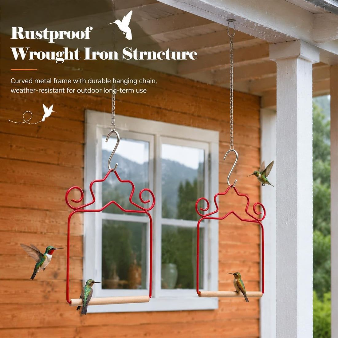Metal Hummingbird Swing Set of 4