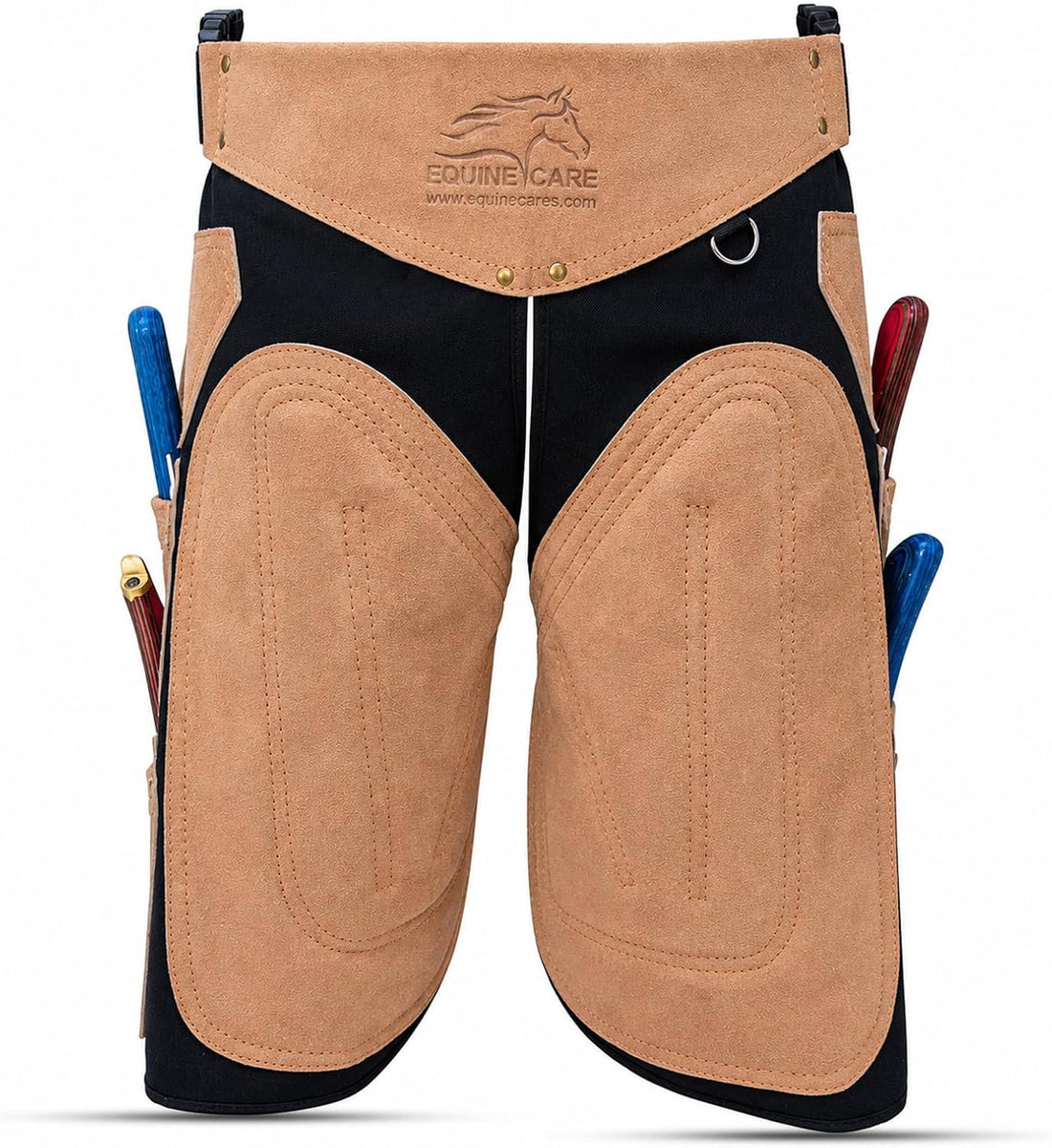 Equine Care Beige Leather Farrier Apron Chaps, Canvas, Back Support