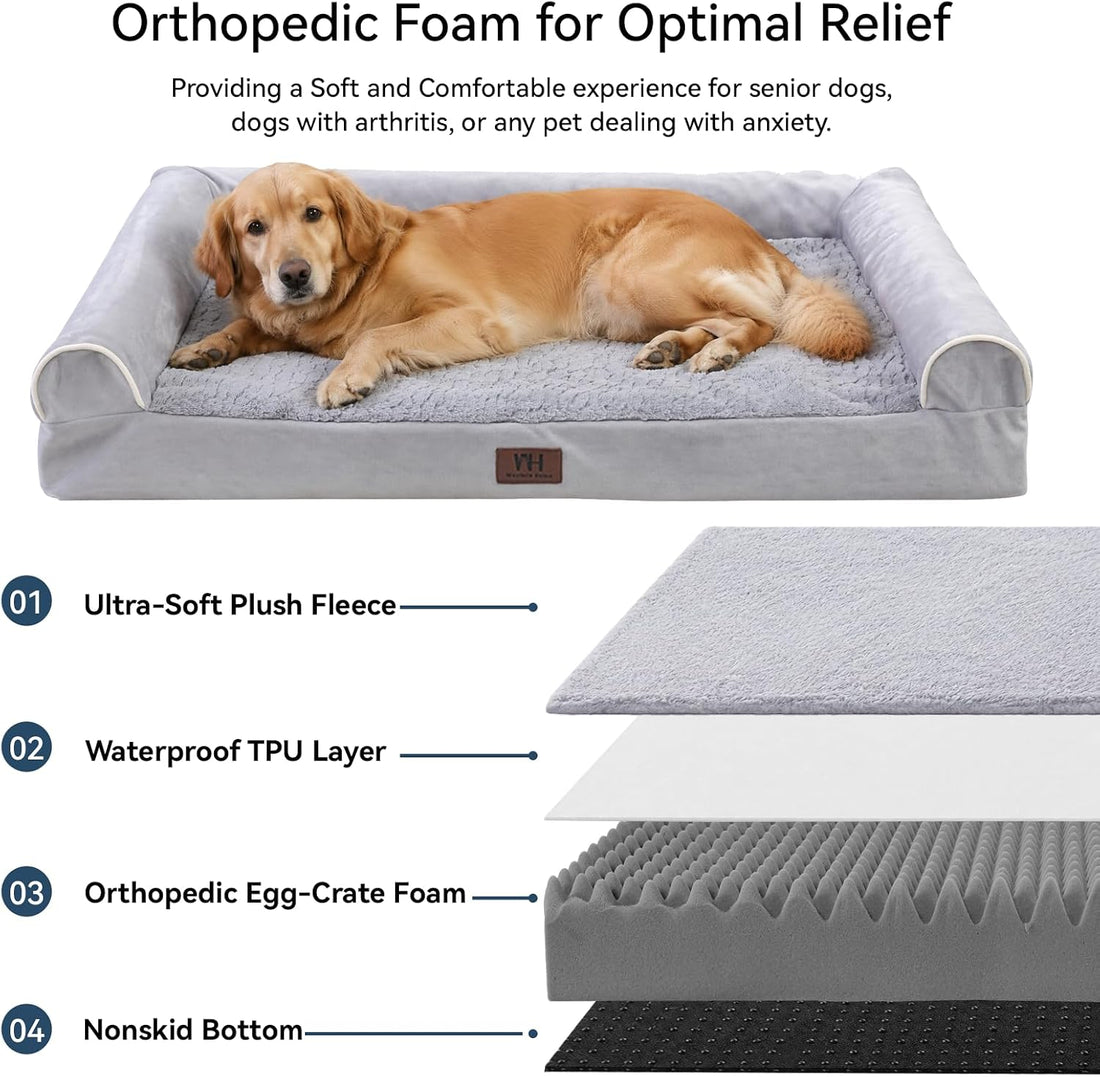 WESTERN HOME XL Orthopedic Dog Bed Washable Couch for Large Senior