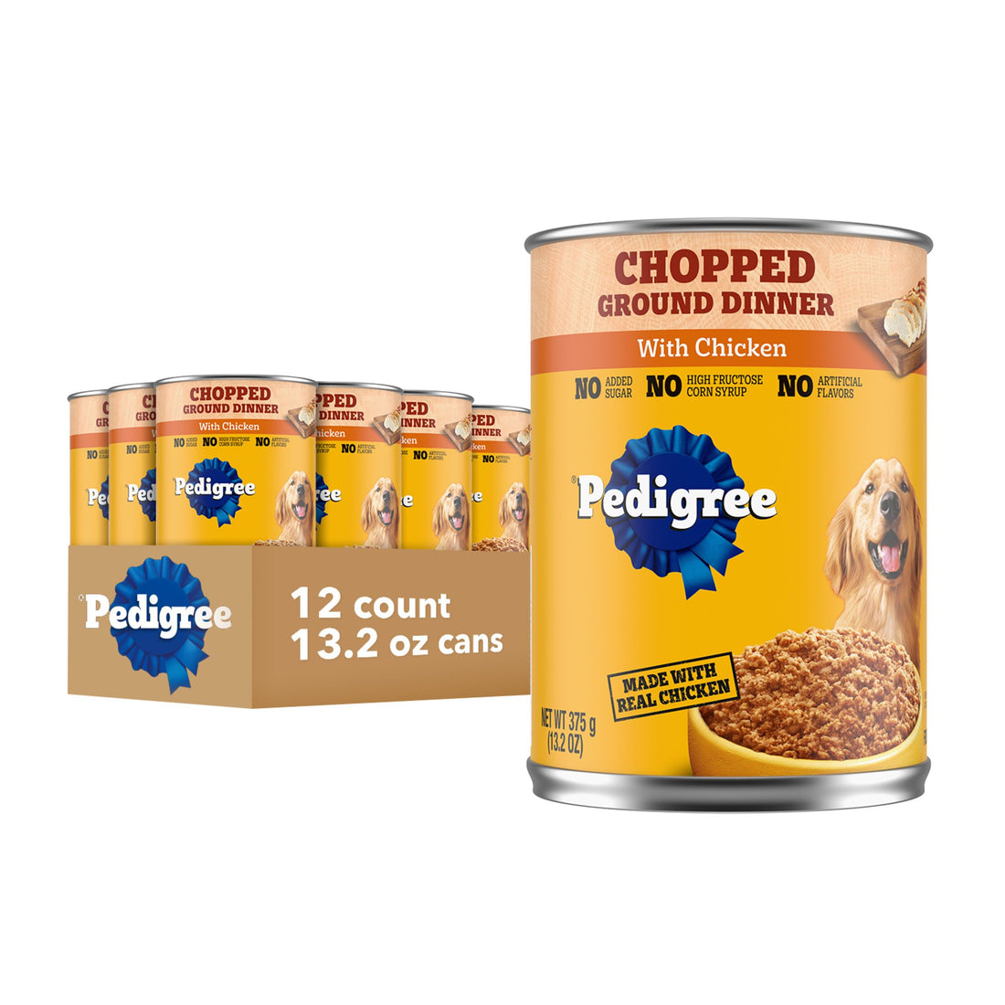 Pedigree Chopped Ground Dinner Adult Soft Wet Dog Food with Chicken