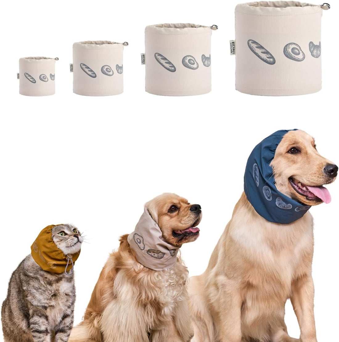 Dog Feeding Hood, Foggy Blue, S