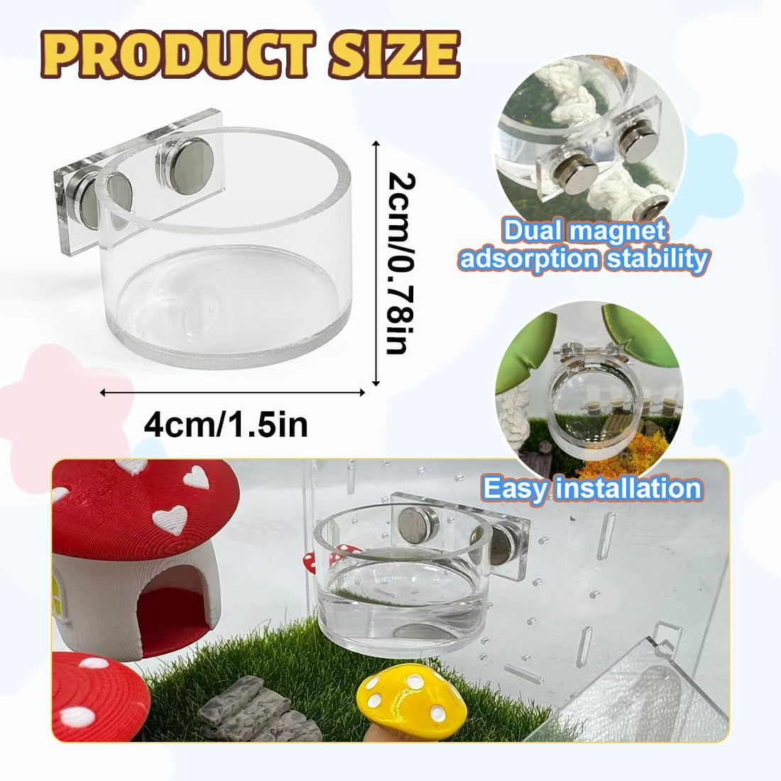 2 Pcs Jumping Spider Feeding Dish, Magnetic Water Bowl