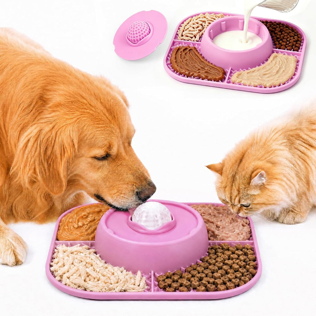 Slow Feeder Dog Bowls 3-in-1 & Lick Mat & Anti-Choking Rolling Ball