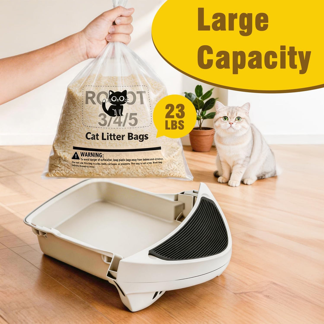 Litter Box Liners 120 Count for Litter R.o.bot 3/4/5-25.2 x 23.6 IN