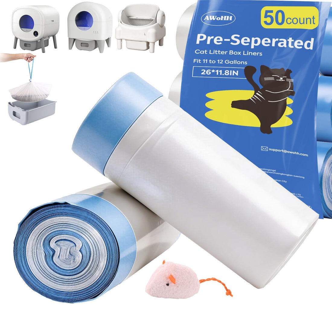 50 Count 26"x11.8" Self-Cleaning Cat Litter Box Bags for Cumrige