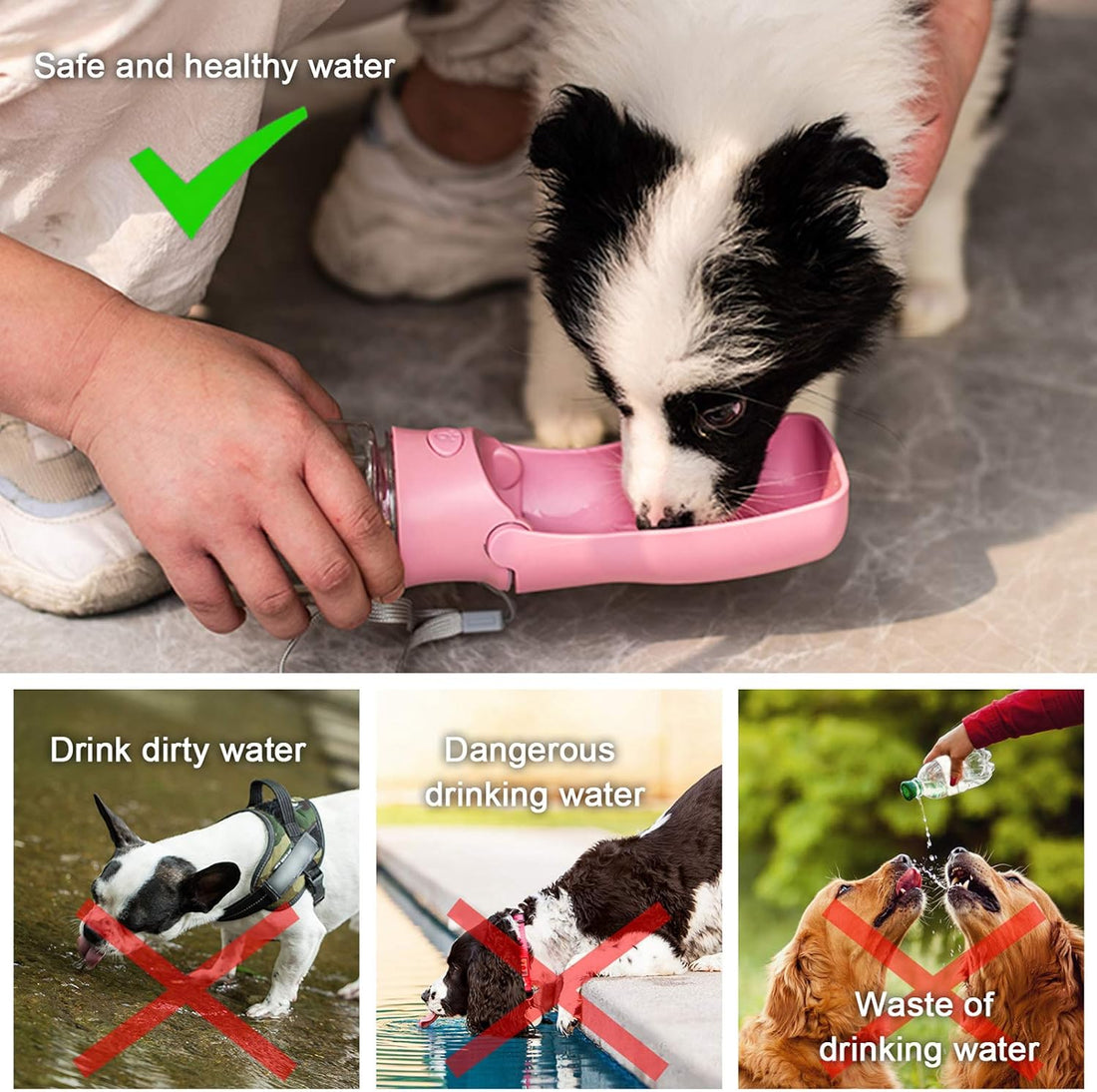 Portable Dog Water Bottle, Foldable Dog Water Bottle Leak Proof