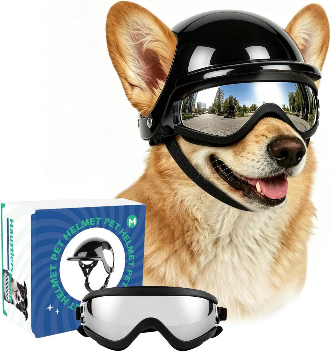 Dog Goggles and Pet Helmet Set