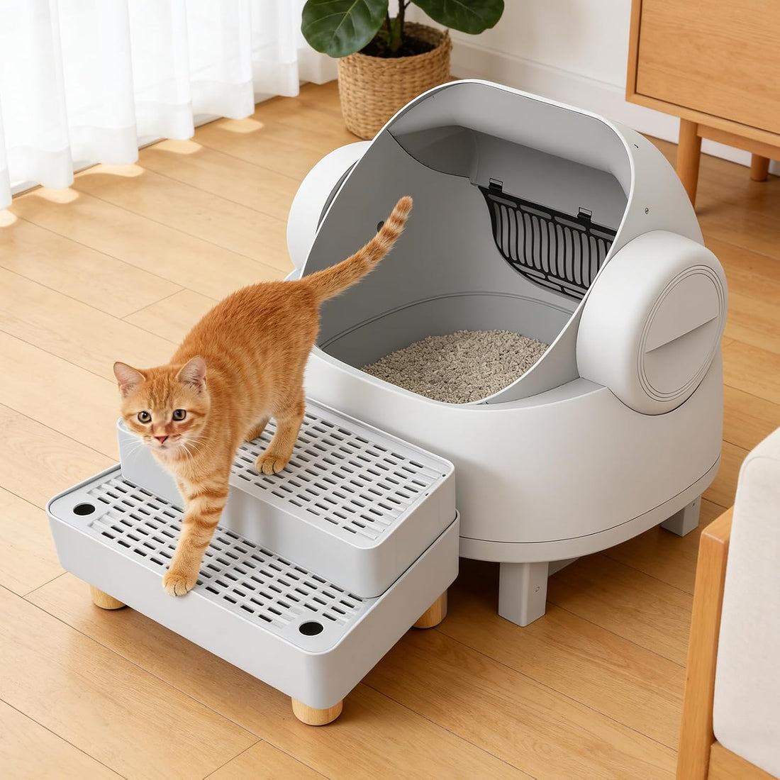 Adjustable 2 Steps Litter Box Ramp