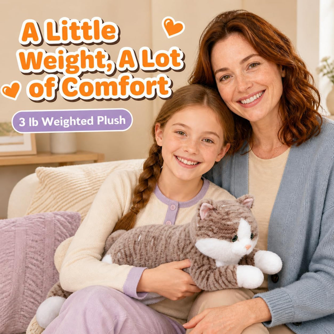 Weighted Cat Stuffed Animal, 3 lb, 23.6 in Plush Cat