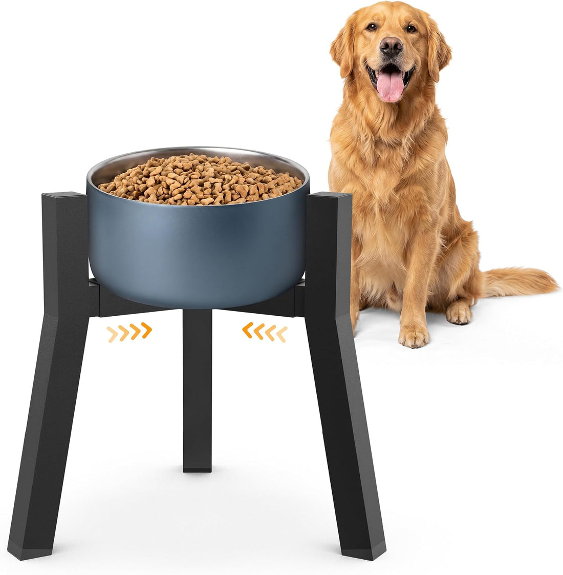 Adjustable Single Elevated Dog Bowl Stand, Lifted Holder No Bowls