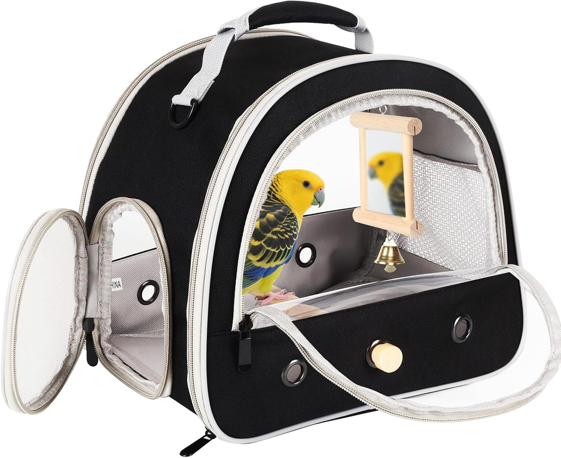 Portable Parrot Travel Cage Carrier with Small Swing Toy&Cage