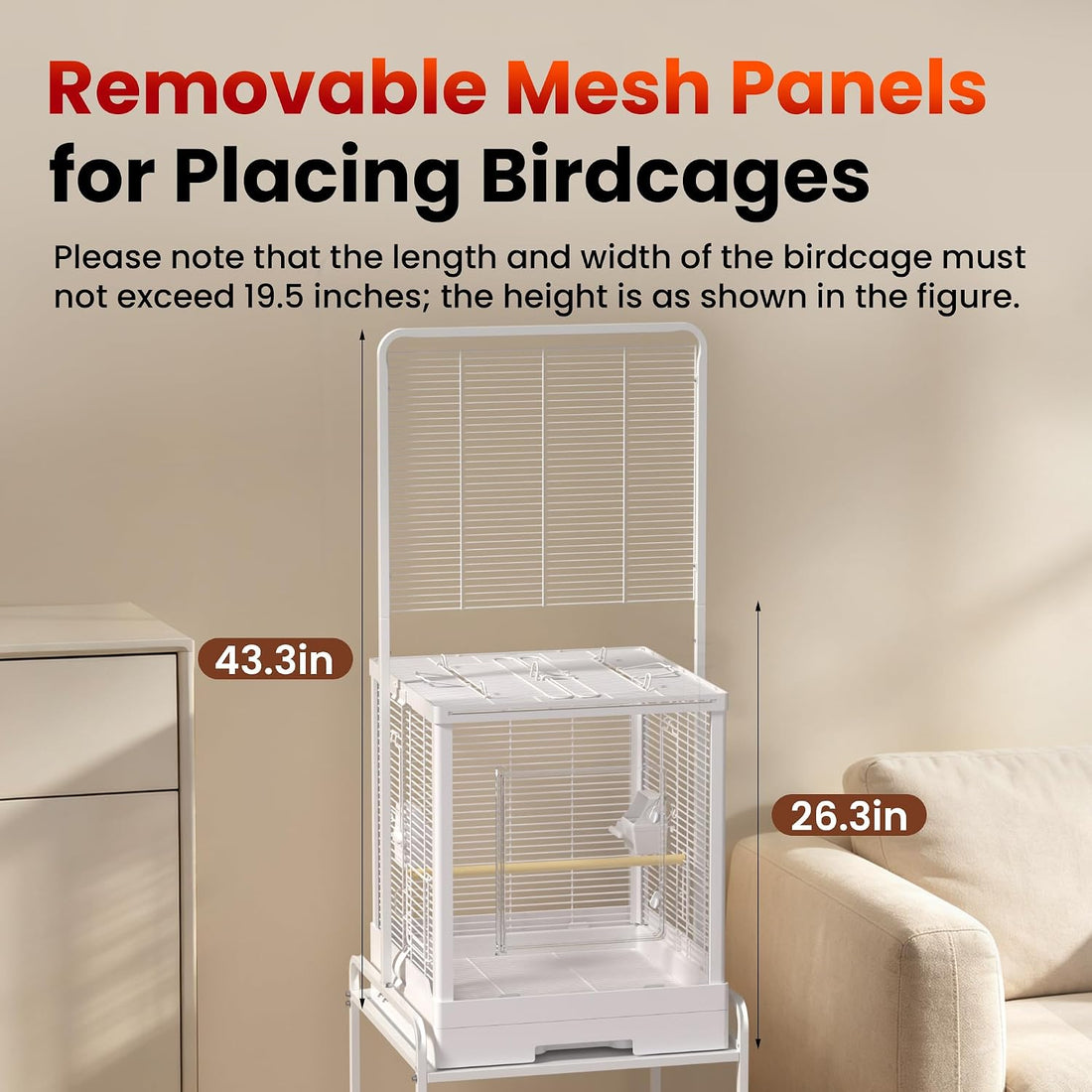 65-inch Large Bird Playstand,Parrot Cage Perch Stand with Wheels